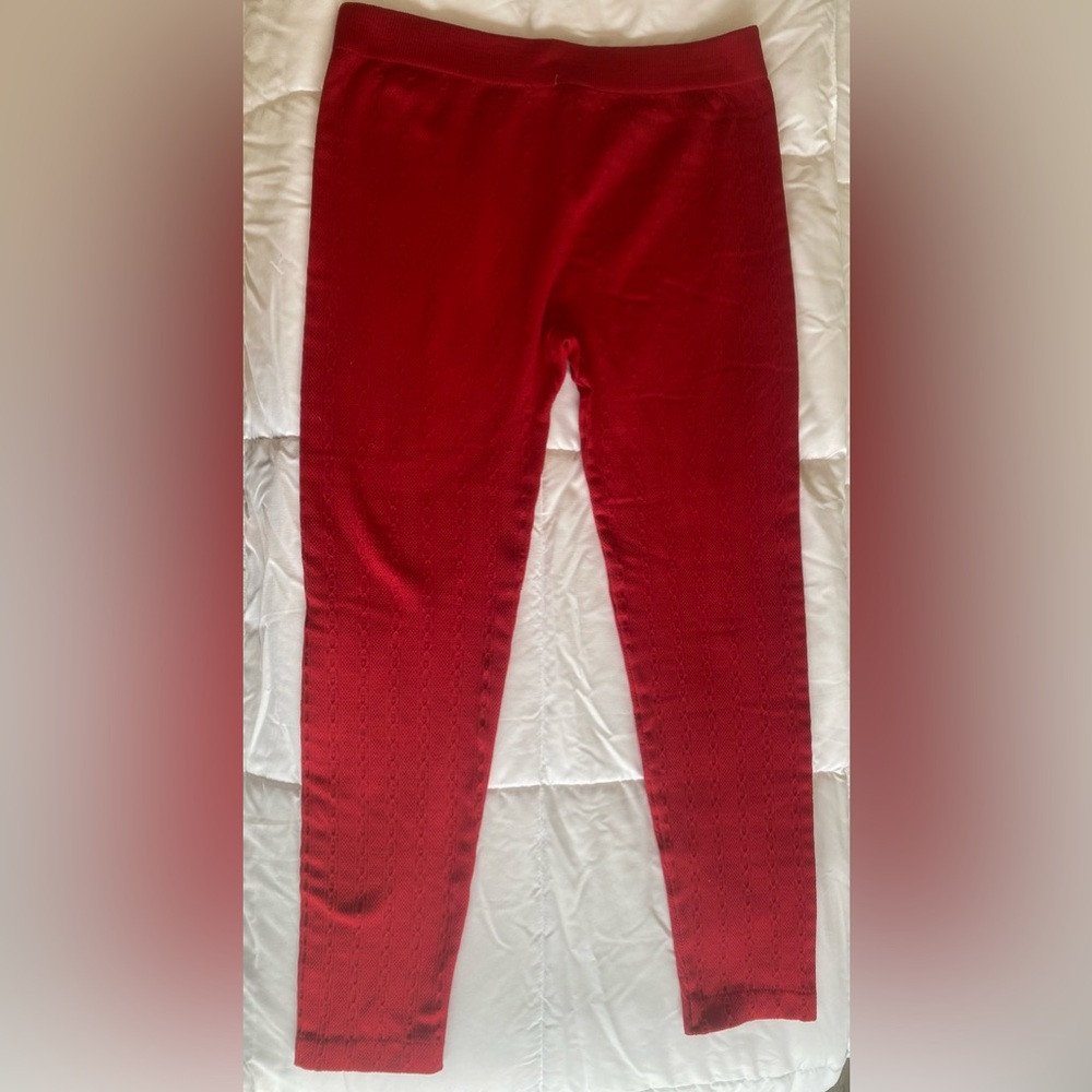 Red fleece leggings